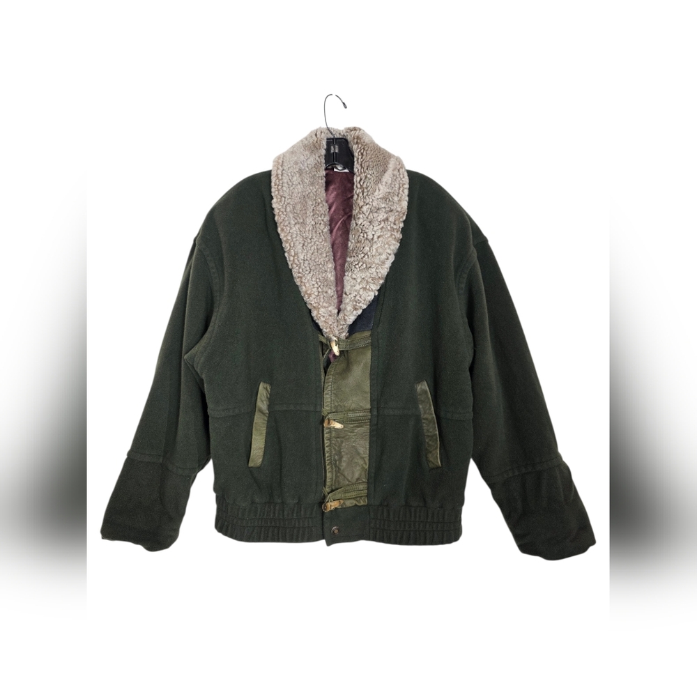 Vintage Cashmere And Wool Toggle Buttons Bomber Jacket